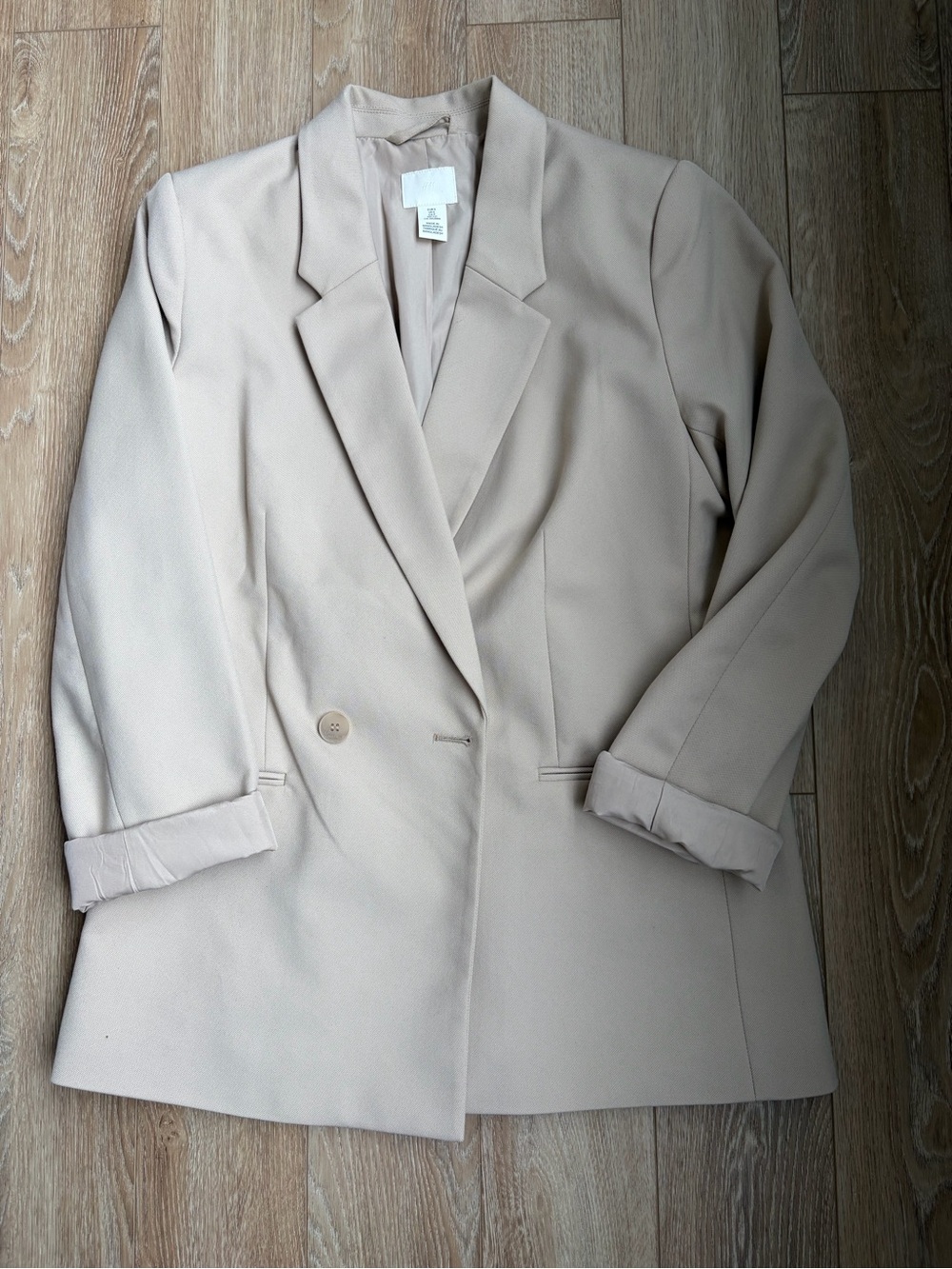 H&M Light Beige Double-Breasted Oversized Blazer